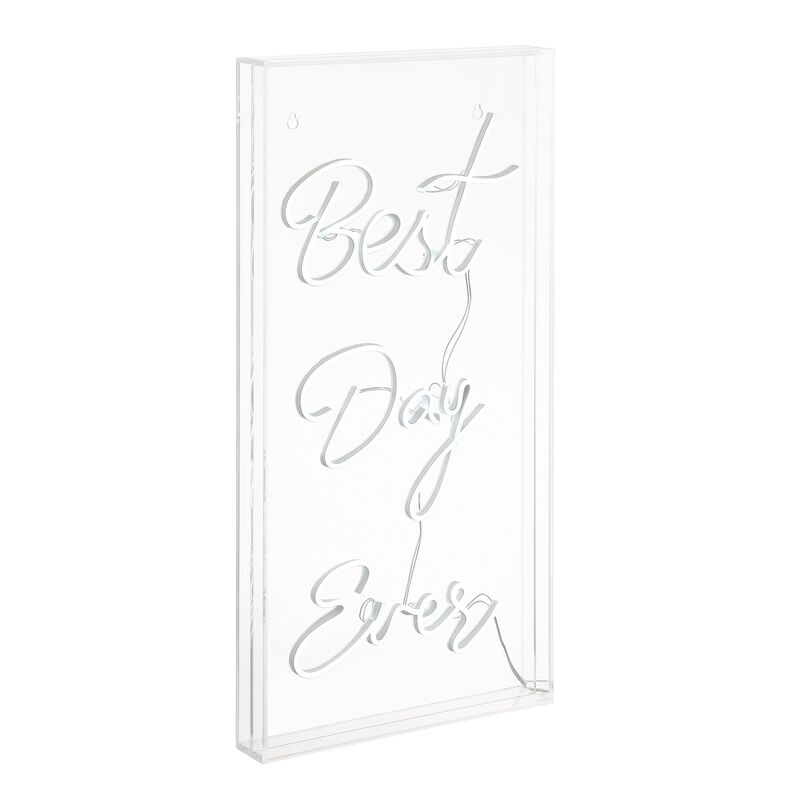 Best Day Ever 11.75" X 23.63" Contemporary Glam Acrylic Box USB Operated LED Neon Light