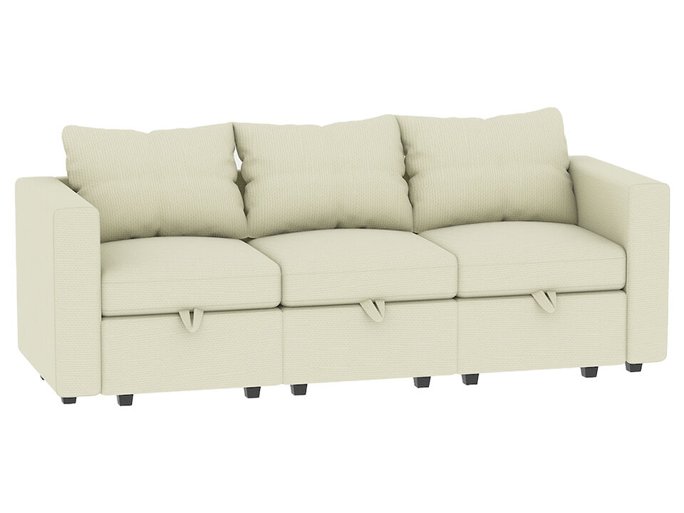 Livelylodge Modular 3-Seat Sofa with Wooden Frame and Pull-Out Bed,  Convertible Sectional Sofa for Living Room, Available in Black, White, and Gray 85" L x 30.5" W x 34" H.
