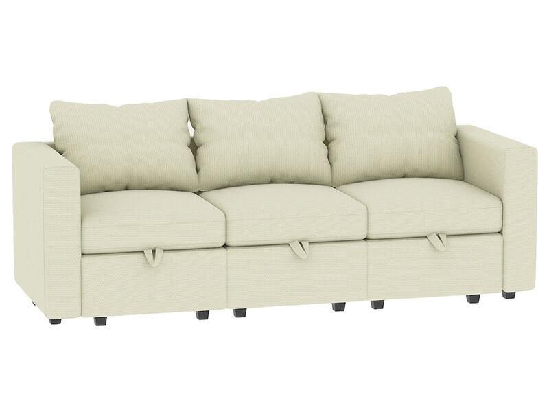 Livelylodge Modular 3-Seat Sofa with Wooden Frame and Pull-Out Bed,  Convertible Sectional Sofa for Living Room, Available in Black, White, and Gray 85" L x 30.5" W x 34" H.