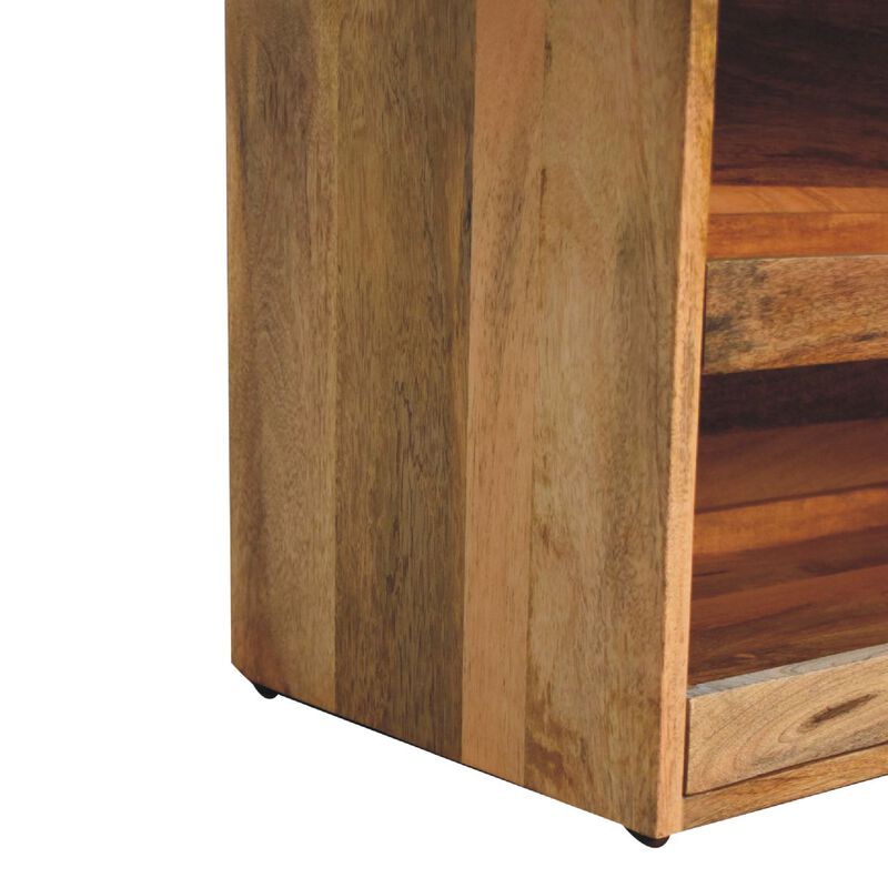 Artisan Furniture Buffalo Hide Pull out Oak-ish  Solid Wood Shoe Storage Bench