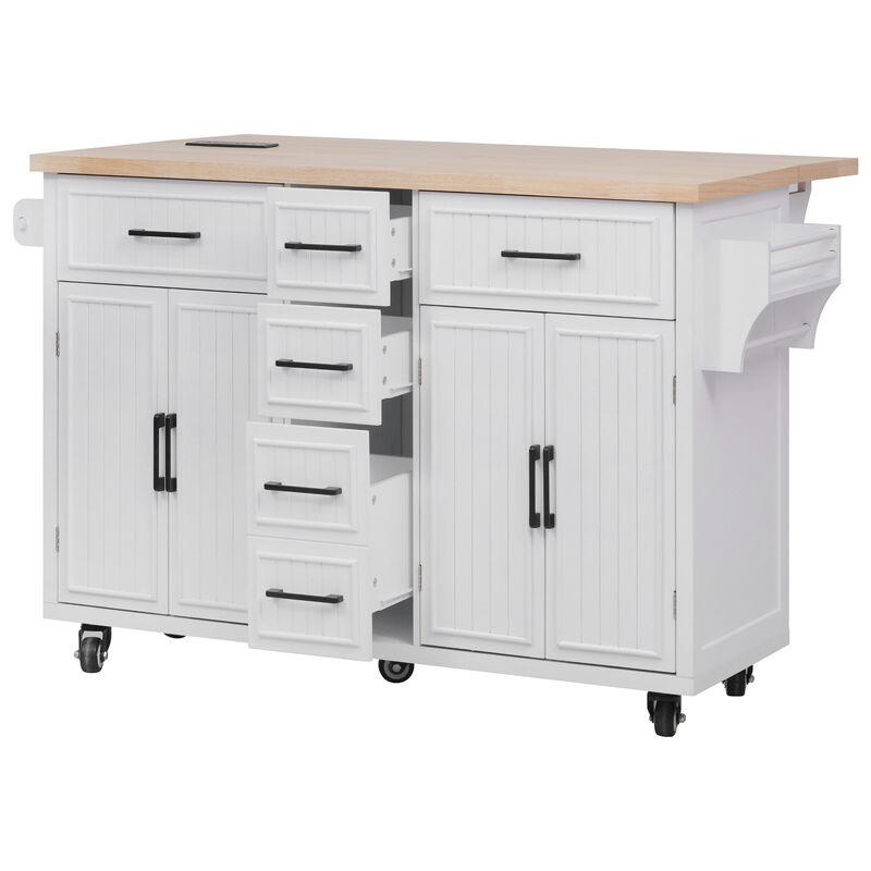 Merax Vertical Stripe Rolling Kitchen Cart on Wheels