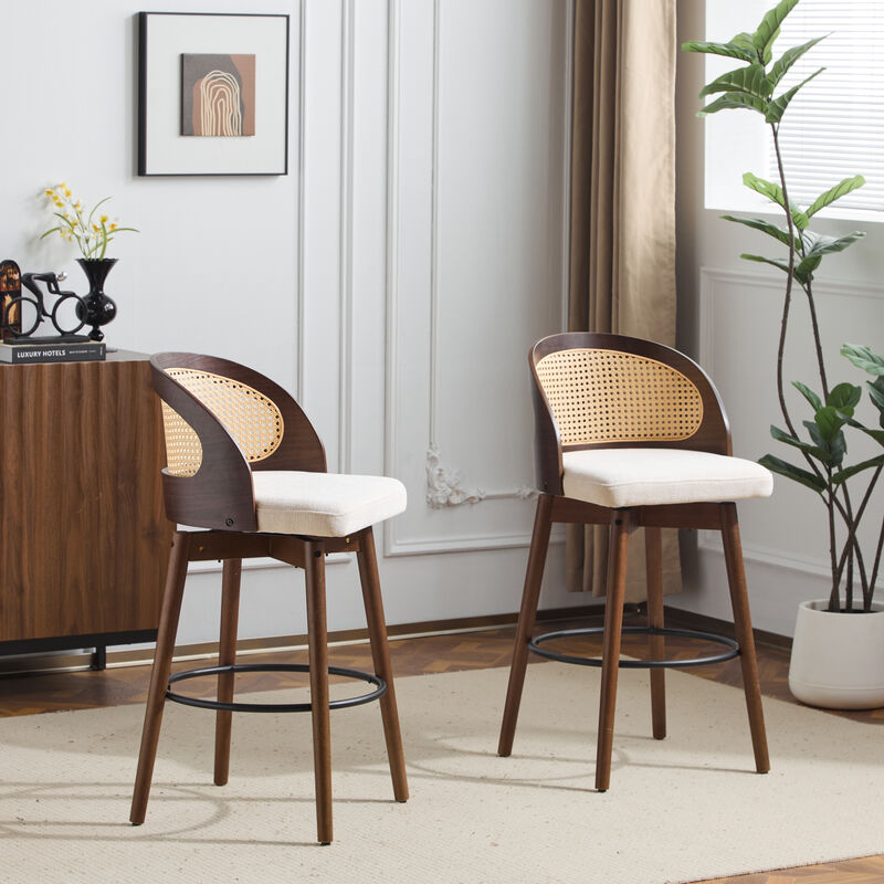Merax Indoor Wood Bar Stools Dining Chairs 2 Pieces