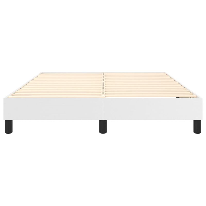 vidaXL Queen-Size Box Spring Bed Frame in White Faux Leather - Modern and Sturdy Bed Frame Suitable for Queen Mattress