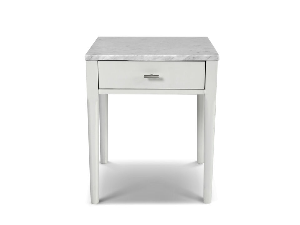 Alto 18" Square Italian Carrara White Marble Side Table with Legs