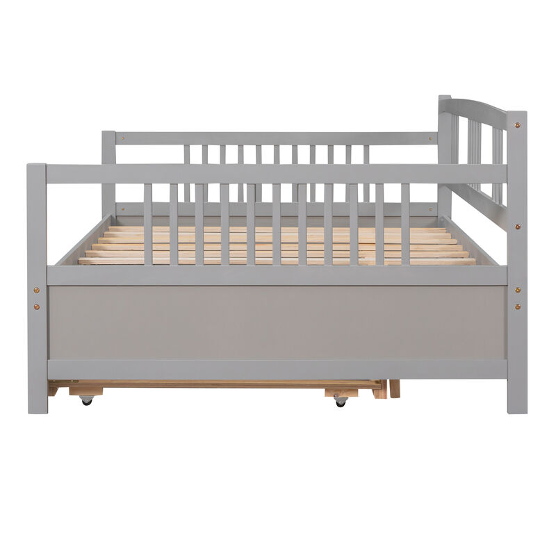 Merax Daybed Wood Bed with Twin Size Trundle