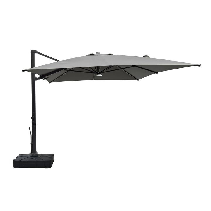 10x13 ft. 360° Rotation Cantilever Patio Umbrella with BaseandBT in Gray