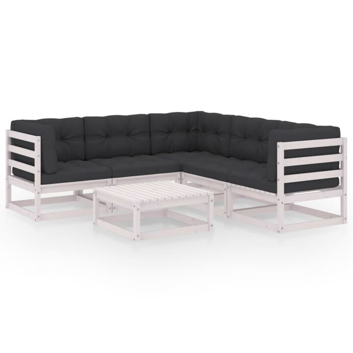 vidaXL 6 Piece Garden Lounge Set with Cushions Solid Pinewood