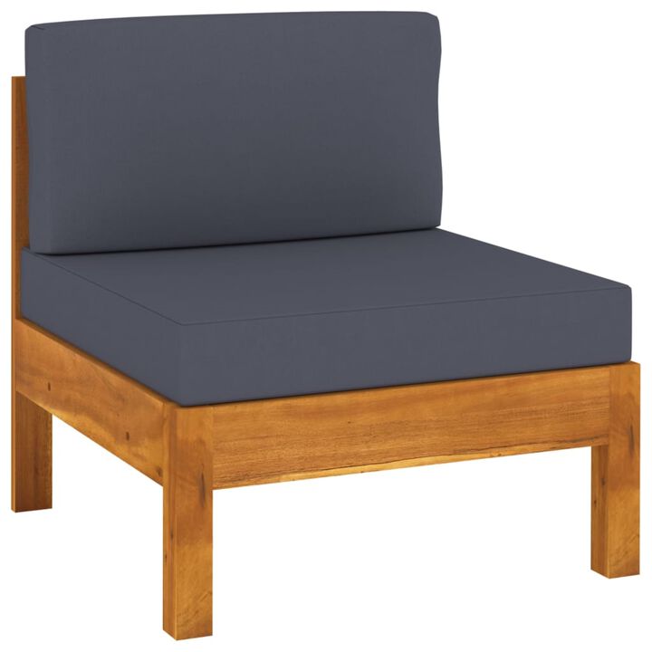 vidaXL 3-Seater Garden Sofa with Dark Gray Cushions Acacia Wood