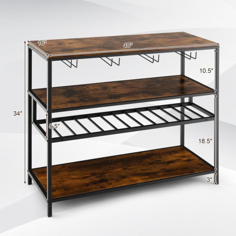 Hivvago Wine Rack Table With 4 Rows of Glass Holders