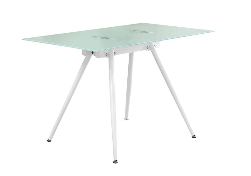 Computer Desk, Home Office, Laptop, 48"L, Work, Metal, Tempered Glass, White, Contemporary, Modern
