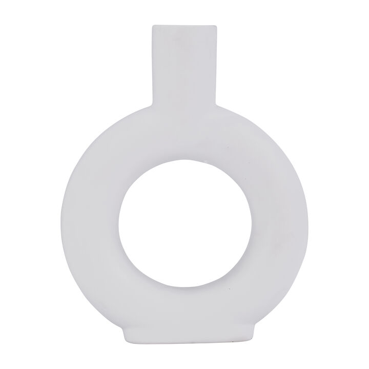 9" White Circle Cut-Out Vase