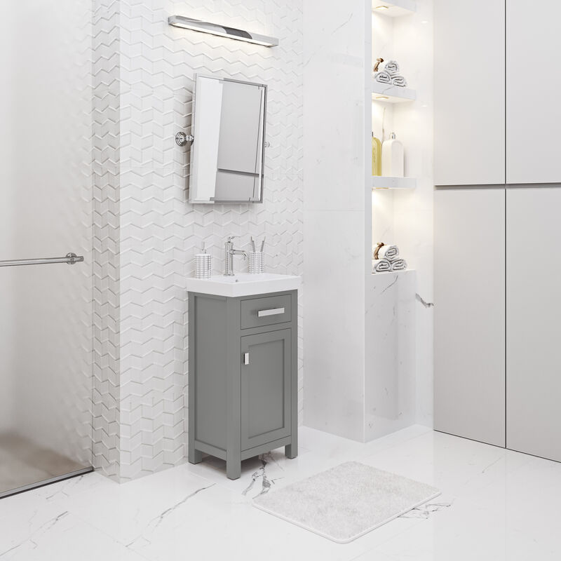 Mia 18 In. Integrated Ceramic Sink Top Bath Vanity in Cashmere Grey