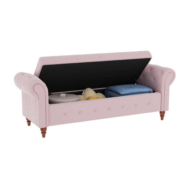 Bed Bench Pink Velvet