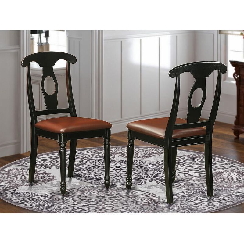 East West Furniture Kenley  Nappoleon-Styled  Dining  room  Chair  with  faux  leather  upholstered    Seat,  Set  of  2