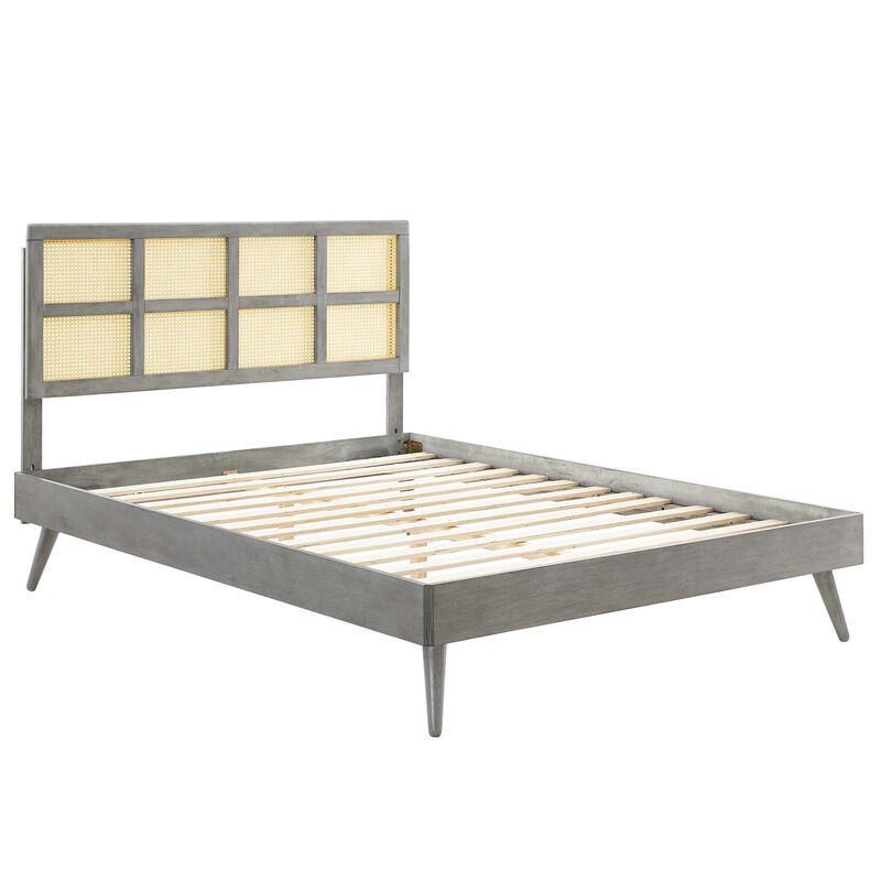 Modway - Sidney Cane and Wood Full Platform Bed with Splayed Legs