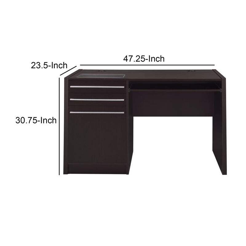 Contemporary Wooden Connect IT Computer Desk, Brown - Benzara