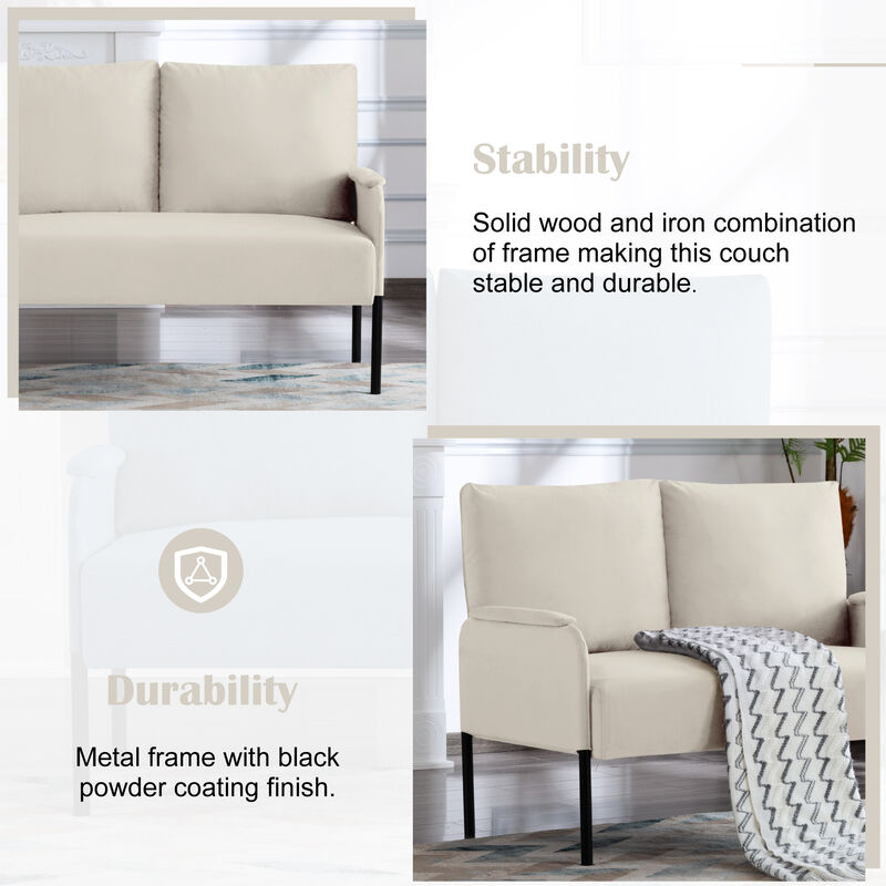 45.7 in. W Square Arm Velvet Modern Straight Sofa