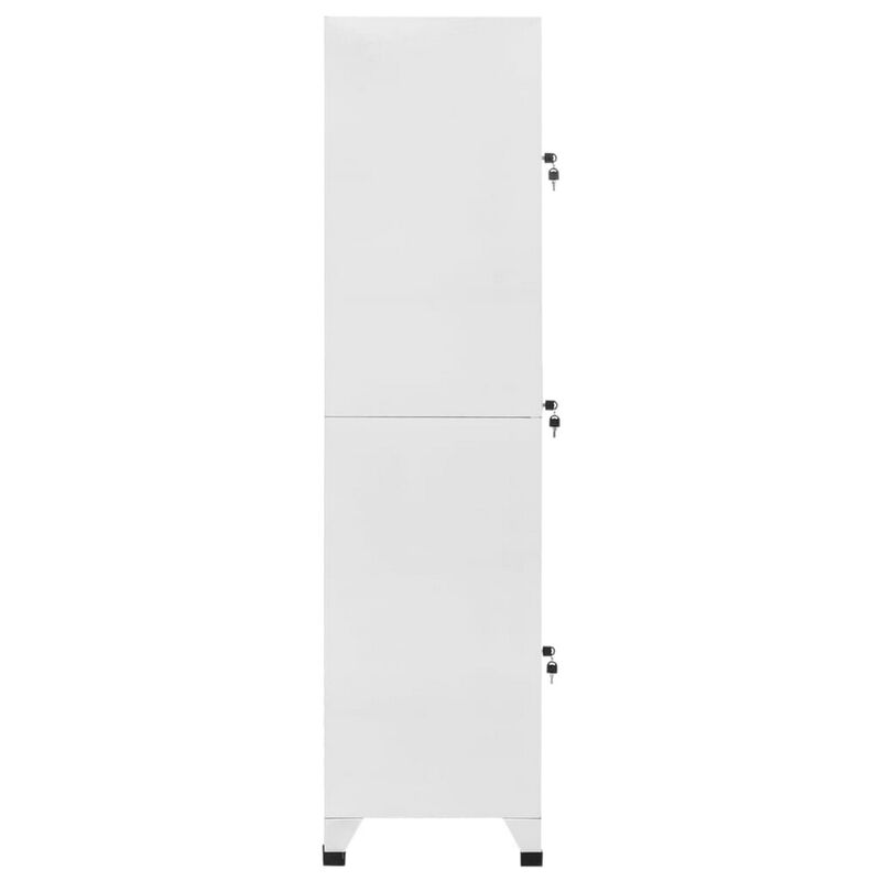 Nova Tall Locker Cabinet, 71 Inch, 3 Compartments, White, Steel Metal - Benzara
