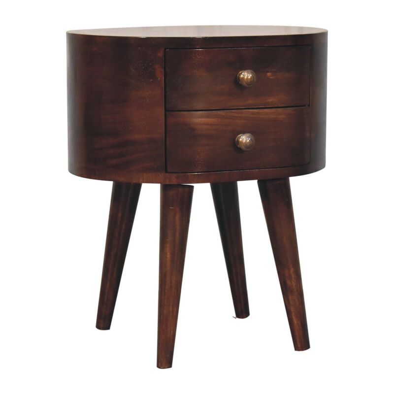 Artisan Furniture Solid Wood California Walnut Rounded Bedside Table