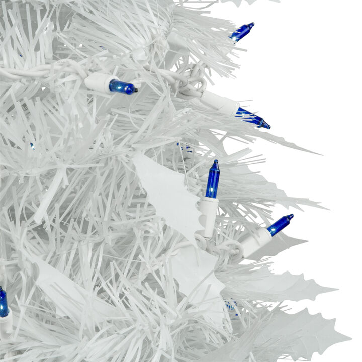 4' Pre-Lit White Tinsel Pop-Up Artificial Christmas Tree  Blue Lights