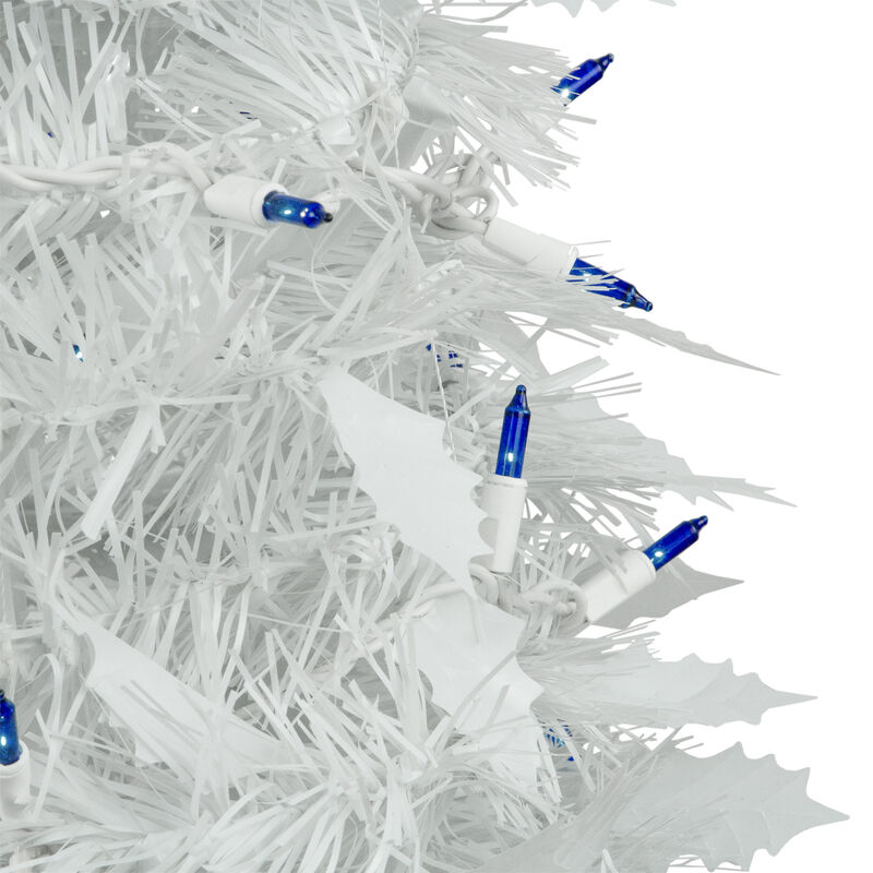 4' Pre-Lit White Tinsel Pop-Up Artificial Christmas Tree  Blue Lights