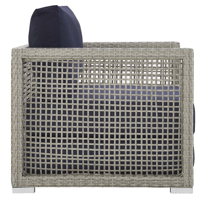 Aura 3 Piece Outdoor Patio Wicker Rattan Set - Gray Navy