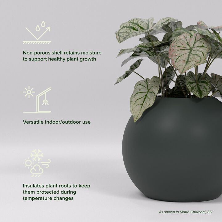 Greenline Fiberglass Nala Large Indoor/Outdoor Globe Planter - 24 in x 24 in x 19 in - Gloss White