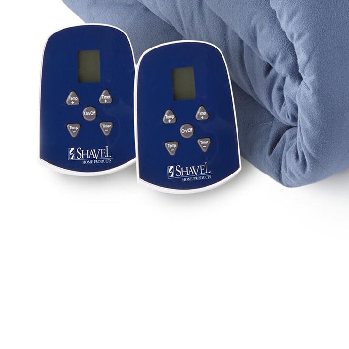 Shavel Micro Flannel High Quality Heating Technology Ultra Velvet Reversible Electric Blanket - Queen 90 x90" - Indigo.