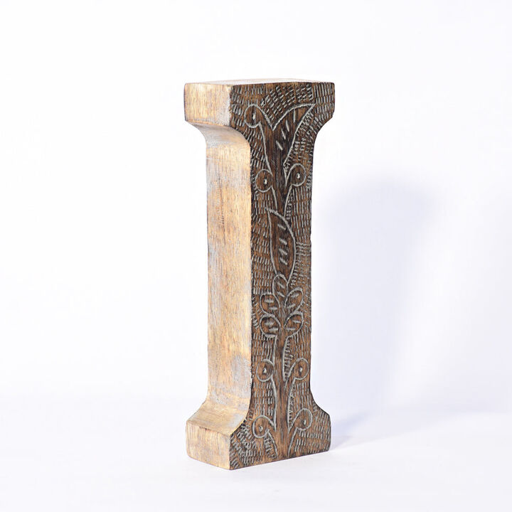 Vintage Gray Handmade Eco-Friendly "I" Alphabet Letter Block For Wall Mount & Table Top D�cor