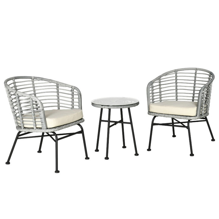 Green Outdoor Chat Set: 3-Piece PE Rattan Bistro Furniture