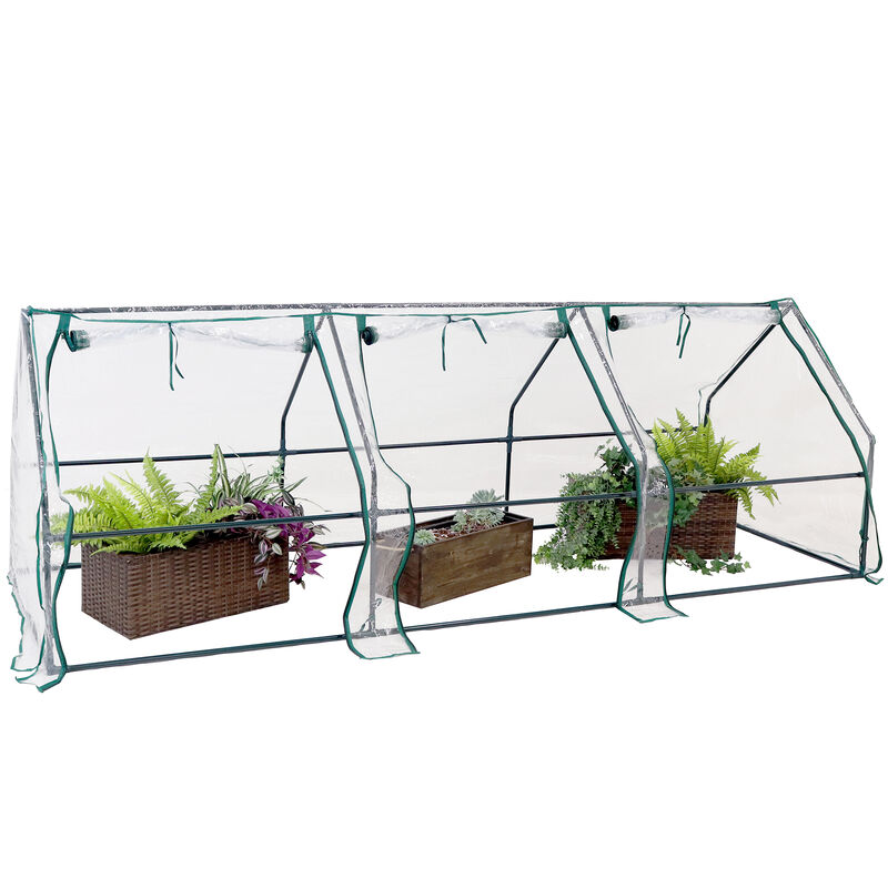 Sunnydaze Iron Plastic Cover Seed Cloche Zippered Mini Greenhouse - Clear