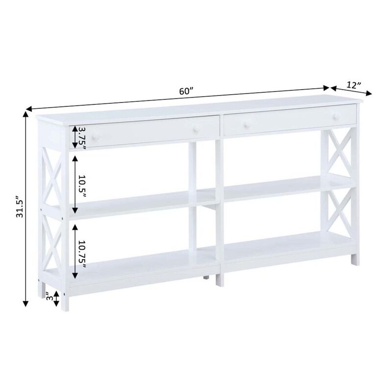Convenience Concepts Oxford 2 Drawer 60 inch Console Table with Shelves