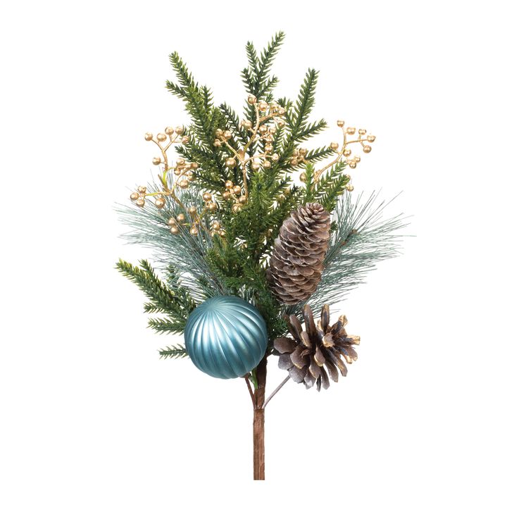 Pine Spray with Ornament Bundle of 2 for Festive Holiday Arrangements