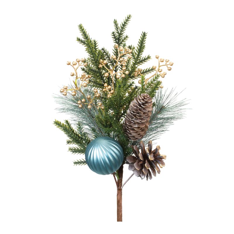 Pine Spray with Ornament Bundle of 2 for Festive Holiday Arrangements