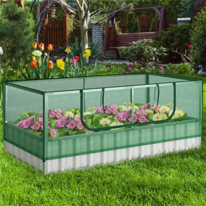 Mini Greenhouse Garden Bed Compact Raised Planter with Protective Cover for Outdoor Gardening