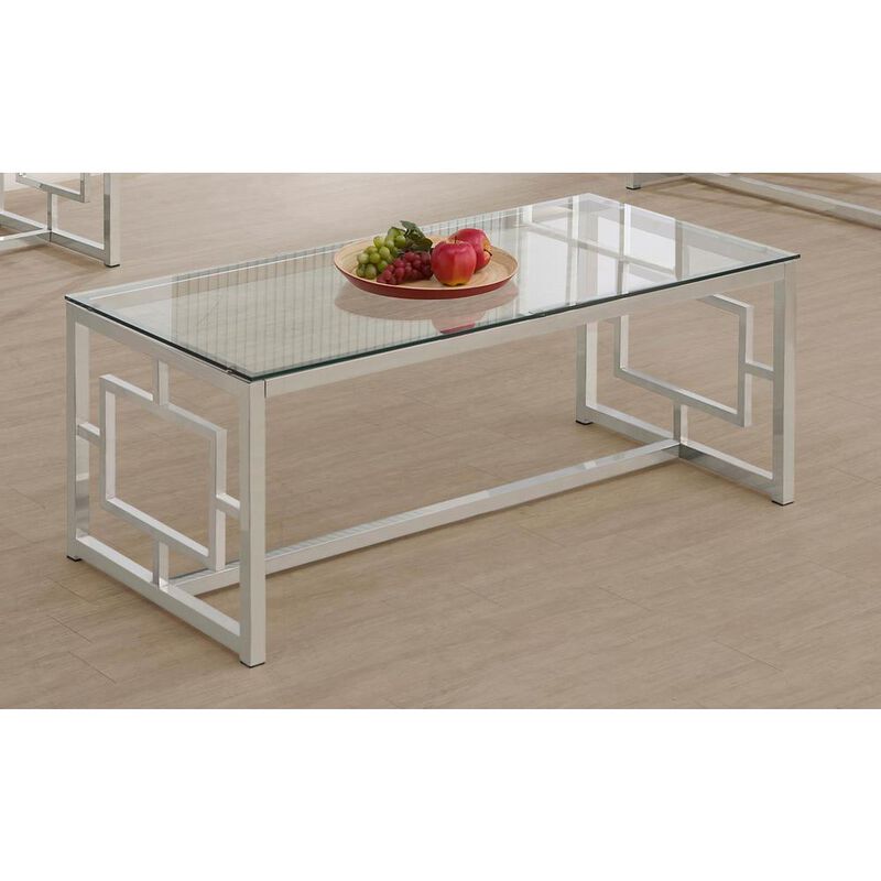 Merced Rectangle Glass Top Coffee Table Nickel