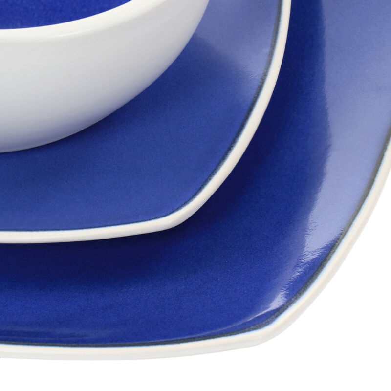 Gibson Elite Soho Lounge 16 Piece Stoneware Dinnerware Set in Cobalt