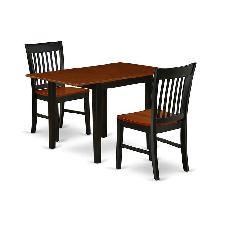 East West Furniture Dining Room Set Black & Cherry, NDNO3-BCH-W