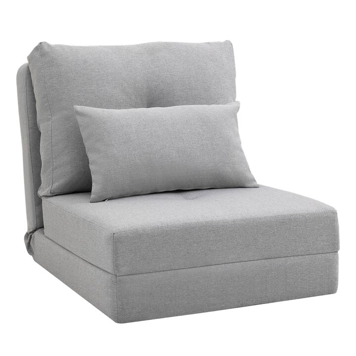 Light Grey Floor Seat: Convertible Folding Chair/Sofa Bed