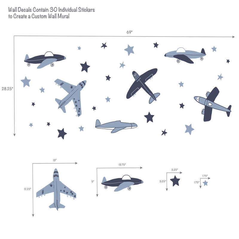 Bedtime Originals Little Aviator Airplane & Stars Wall Decals/Stickers