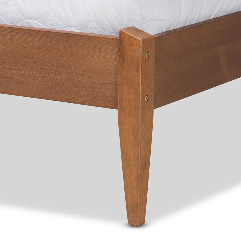 Baxton Studio Lenora Beige Fabric Upholstered And Walnut Finished Wood Full Size Platform Bed