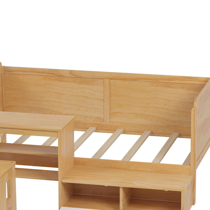 Merax Multi-functional Daybed Bed with Study Desk and 1 Stool