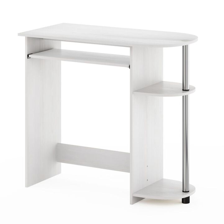 Furinno Furinno Simplistic Easy Assembly Computer Desk, White Oak, Stainless Steel Tubes