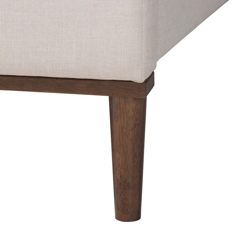 Baxton Studio Nikolai Mid Century Channel Tufted Beige Fabric and Wenge Brown Wood Queen Bed