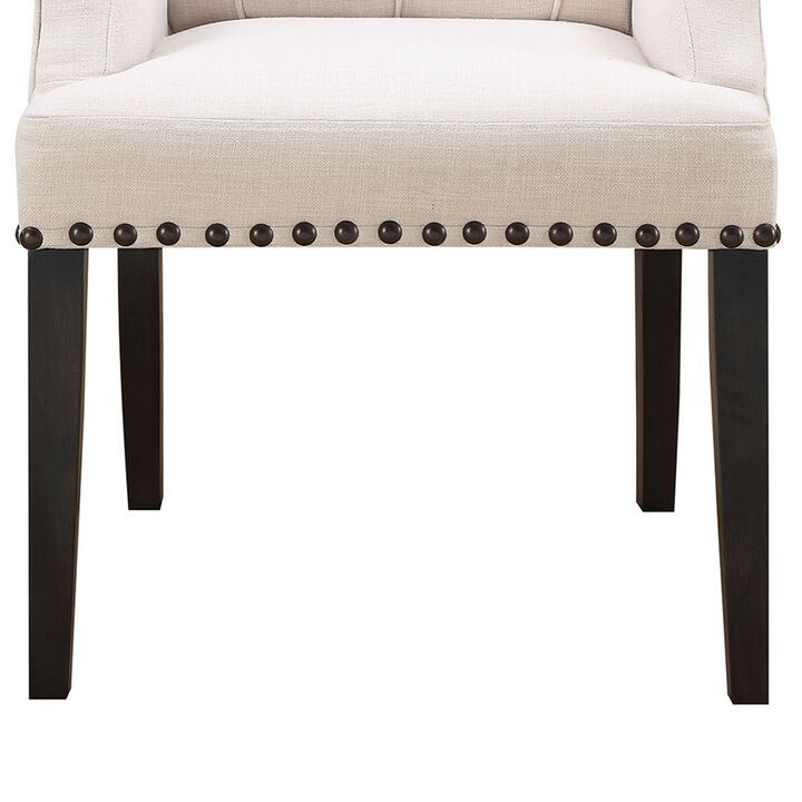 William Parson Side Dining Chair, Beige & Smokey Black-Benzara