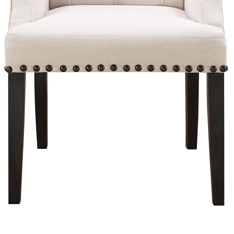 William Parson Side Dining Chair, Beige & Smokey Black-Benzara