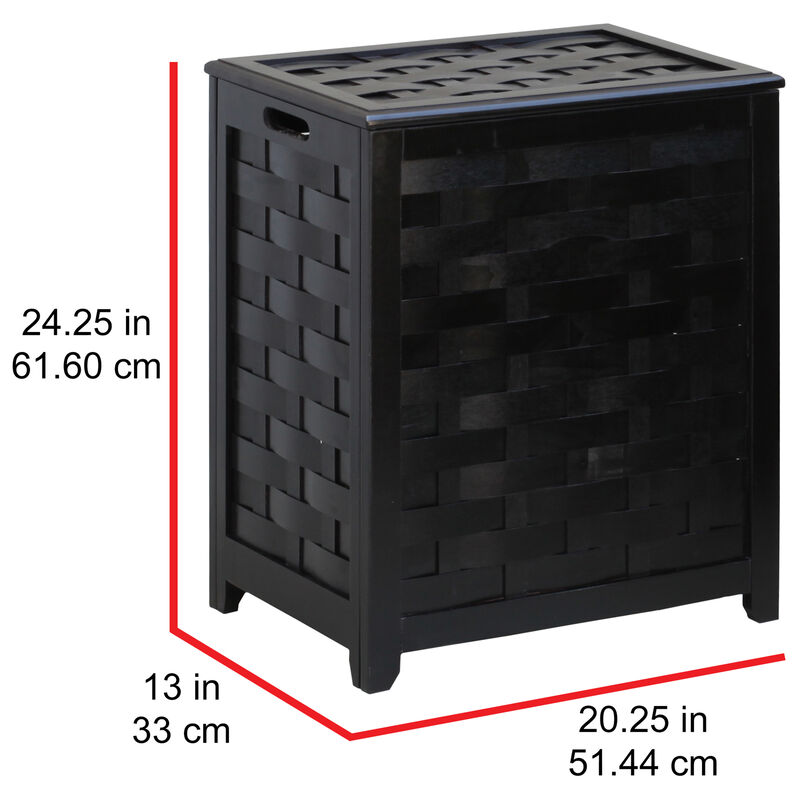 Oceanstar Mahogany Finished Rectangular Veneer Laundry Wood Hamper with Interior Bag