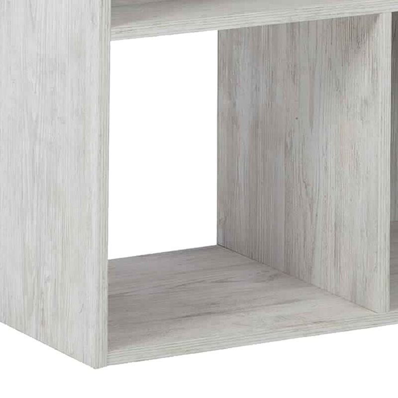 6 Cube Wooden Organizer with Grain Details, Washed White - Benzara