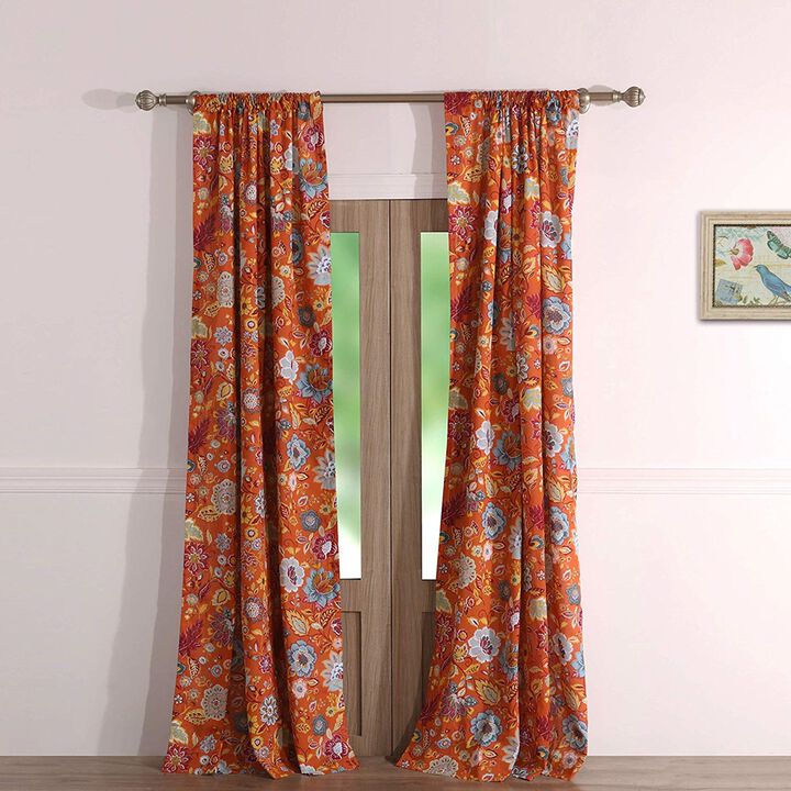 Greenland Home Fashion Astoria Festive And 3" Rod Pocket Window Curtain Panel Pair - Spice 42x95"