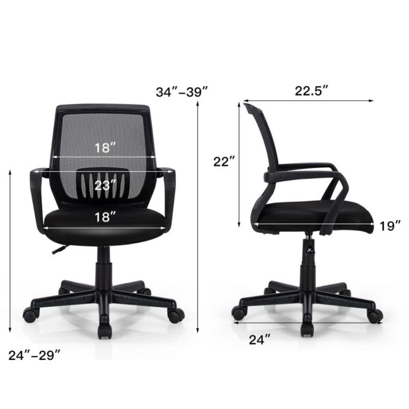 Hivvago Mid-Back Mesh Height Adjustable Executive Chair with Lumbar Support